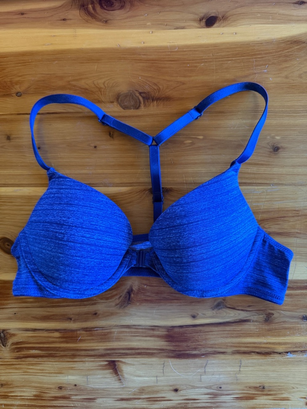 PINK Victoria's Secret Heathered Blue Racerback T-Shirt Bra